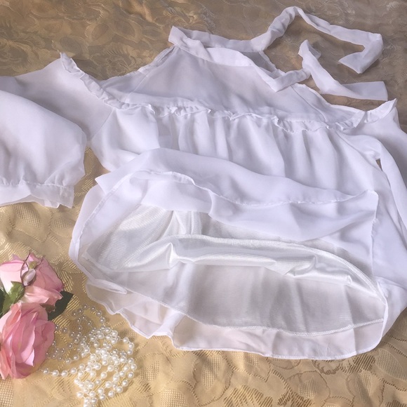 🌹Neck Tie Cold Shoulder Chiffon Top🌹 - Picture 6 of 8